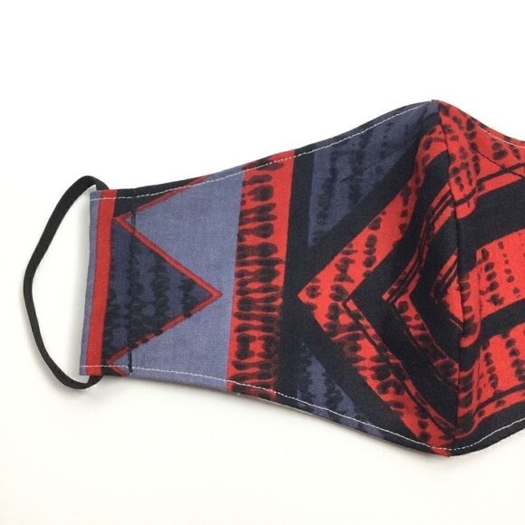 2/$15 - Batik Mask, Blue & Red African Wax Face Mask, Filti Filter - Picture 6 of 15